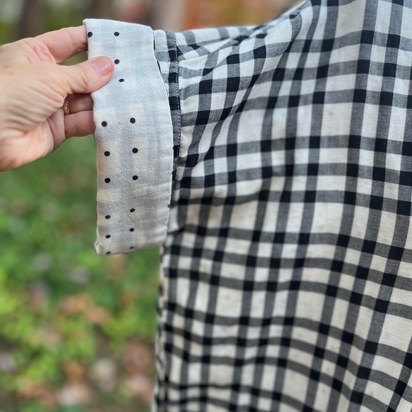 Madewell Checkered Collared Top, Blk & Cream, Medium, EUC - Picture 8 of 9